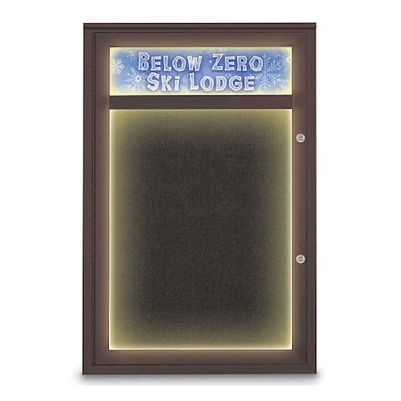 United Visual Products Corkboard, 24"x36", Black/Bronze UV450HILEDPLUS-BRONZE-BLACK