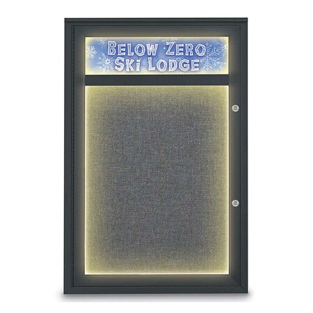 United Visual Products Corkboard, 24"x36", Medium Grey/Black UV450HILEDPLUS-BLACK-MEDGRY