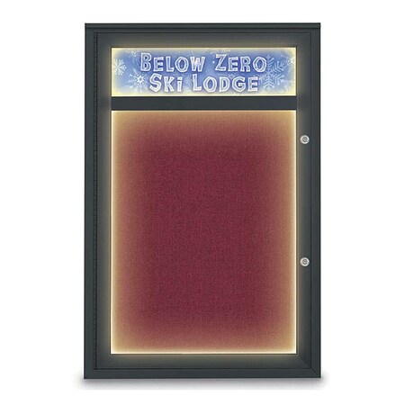 United Visual Products Corkboard, 24"x36", Deep Burgundy/Black UV450HILEDPLUS-BLACK-DBURGU
