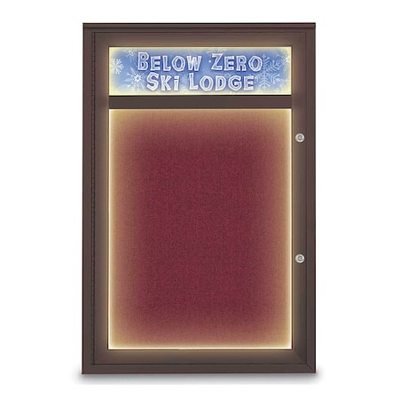 United Visual Products Corkboard, 24"x36", Deep Burgundy/Bronze UV450HILEDPLUS-BRONZE-DBURGU
