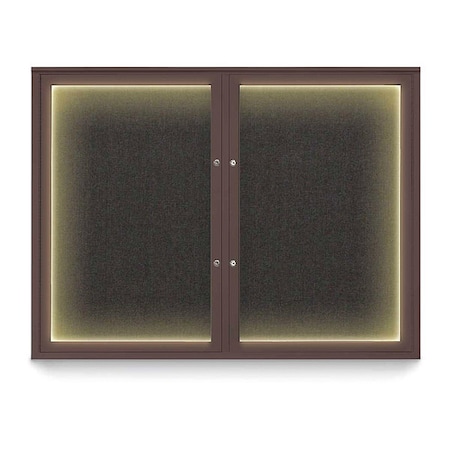 United Visual Products Corkboard, 48"x36", Black/Bronze UV416ILEDPLUS-BRONZE-BLACK