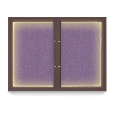 United Visual Products Corkboard, 48"x36", Amethyst/Bronze UV416ILEDPLUS-BRONZE-AMETHY