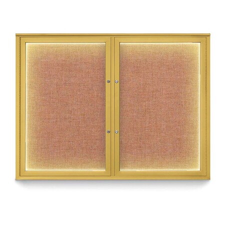 United Visual Products Corkboard, 48"x36", Cinnabar/Gold UV416ILEDPLUS-GOLD-CINNABA