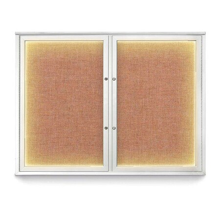 United Visual Products Corkboard, 48"x36", Cinnabar/Satin UV416ILEDPLUS-SATIN-CINNABA