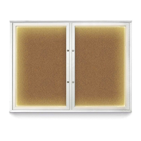 United Visual Products Corkboard, 48"x36", Synthetic Cork/Satin UV416ILEDPLUS-SATIN-FORBO