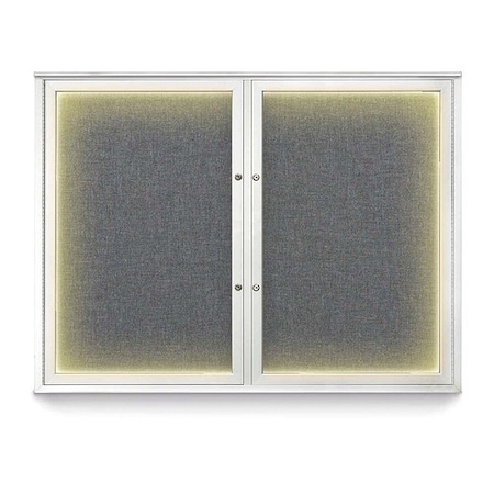 United Visual Products Corkboard, 48"x36", Medium Grey/Satin UV416ILEDPLUS-SATIN-MEDGRY