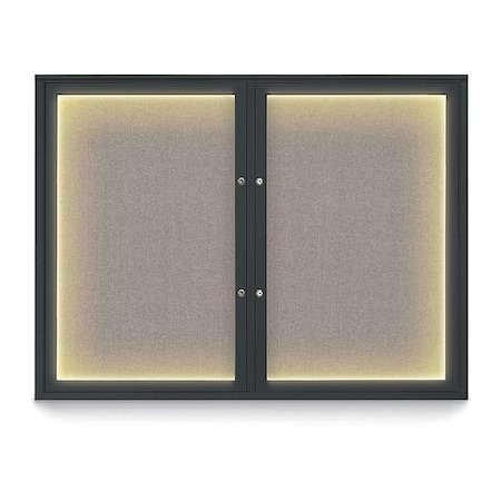 United Visual Products Corkboard, 48"x36", Pearl/Black UV416ILEDPLUS-BLACK-PEARL