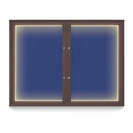 United Visual Products Corkboard, 48"x36", Cobalt Accent/Bronze UV416ILEDPLUS-BRONZE-COBACC