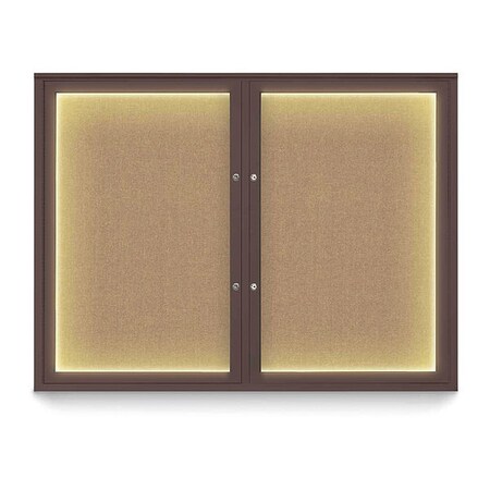 United Visual Products Corkboard, 48"x36", Buff/Bronze UV416ILEDPLUS-BRONZE-BUFF