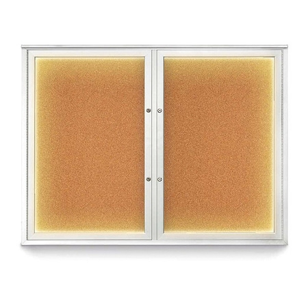 United Visual Products Corkboard, 48"x36", Cork/Satin UV416ILEDPLUS-SATIN-CORK