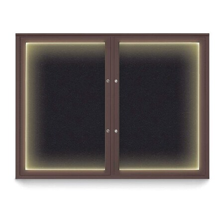 United Visual Products Corkboard, 48"x36", Rubber/Bronze UV416ILEDPLUS-BRONZE-RUBBER