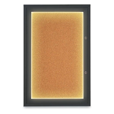 United Visual Products Corkboard, 24"x36", Cork/Black UV415ILEDPLUS-BLACK-CORK