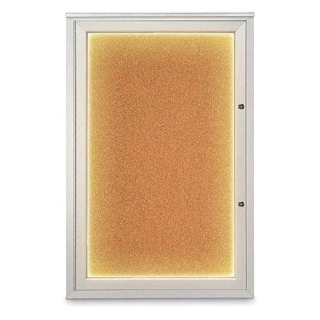 United Visual Products Corkboard, 24"x36", Cork/Satin UV415ILEDPLUS-SATIN-CORK