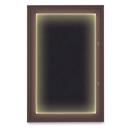 United Visual Products Corkboard, 24"x36", Rubber/Bronze UV415ILEDPLUS-BRONZE-RUBBER