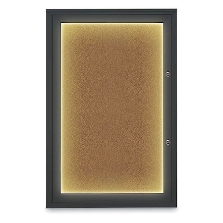 United Visual Products Corkboard, 24"x36", Synthetic Cork/Black UV415ILEDPLUS-BLACK-FORBO