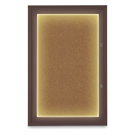 United Visual Products Corkboard, 24"x36", Synthetic Cork/Bronze UV415ILEDPLUS-BRONZE-FORBO