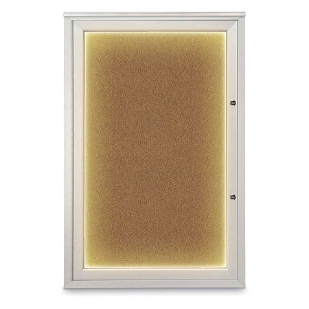 United Visual Products Corkboard, 24"x36", Synthetic Cork/Satin UV415ILEDPLUS-SATIN-FORBO