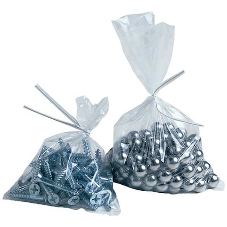 Zoro Select Open-Ended Bag, 3 mil, Clear, Twist Tie, 1000 PK 30F-0708