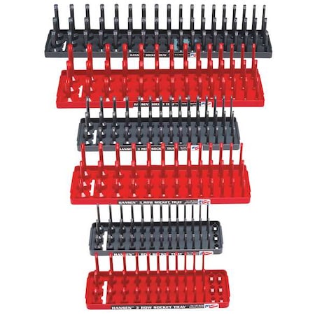 HANSEN Socket Tray Set, Gray/Red, Plastic 92013