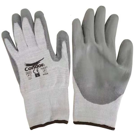 Condor Cut-Resistant Gloves, Cut Level A5 , Dipped , Polyurethane , Smooth , L 1 PR 61CV86