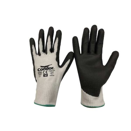 Condor Cut-Resistant Coated Gloves, Cut Level A4 , Dipped , Polyurethane , Smooth , M 1 PR 61CV80