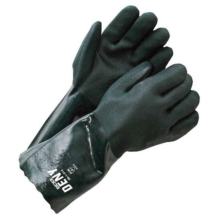 Bdg DENY(R) Chemical Resistant Gloves, PVC, 14 in L, 50 mil, Green, L, 1 PR 99-1-914