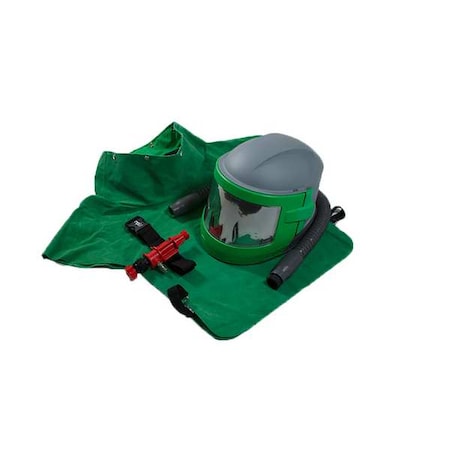 Gvs-Rpb Blast Helmet, Green/Gray/Black, RPB Nova 3 - Hot Air Tube, Leather Cape, Nova 3 NV3-704-52