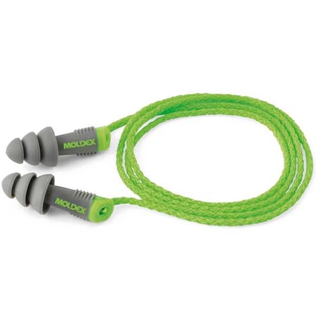 Moldex Alphas(TM) Reusable TPE Ear Plugs, Flanged Shape, 27 dB, Gray/Green, 50 PK 6435