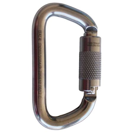 3M Carabiner Gate, Self-Locking, 3/4 in Gate Opening, Stainless Steel, Silver 2000127