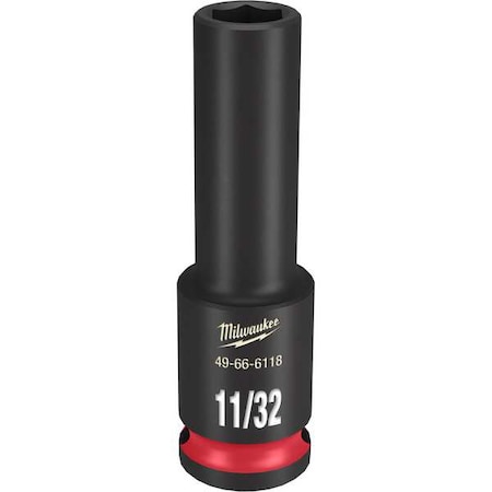 Milwaukee Tool 11/32 in. SHOCKWAVE Impact Duty 3/8 in. Drive Deep Well 6 Point Impact Socket 49-66-6118