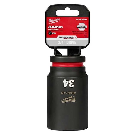Milwaukee Tool 34mm SHOCKWAVE Impact Duty 3/4 in. Drive Deep Well 6 Point Impact Socket 49-66-6409