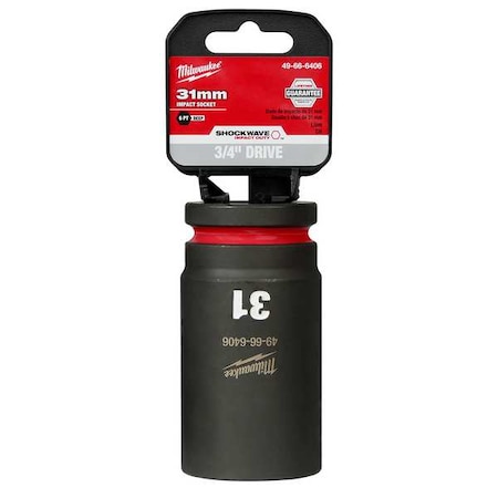 Milwaukee Tool 31mm SHOCKWAVE Impact Duty 3/4 in. Drive Deep Well 6 Point Impact Socket 49-66-6406