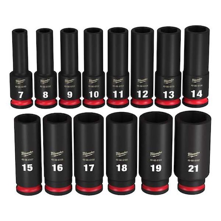 Milwaukee Tool 14 pc. SHOCKWAVE Impact Duty 3/8 in. Drive Metric Deep Well 6 Point Socket Set 49-66-7008