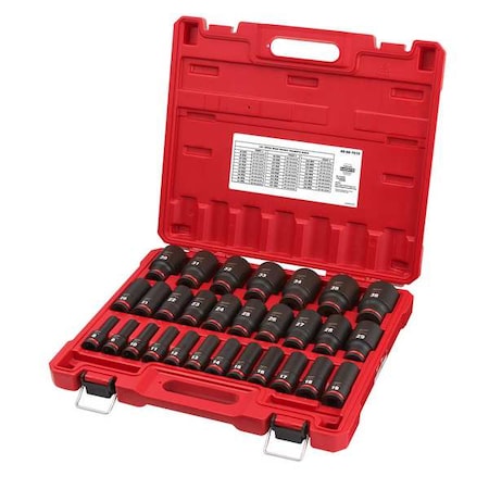 Milwaukee Tool 29PC SHOCKWAVE Impact Duty 1/2" Drive Metric Deep 6 Point Socket Set 49-66-7015