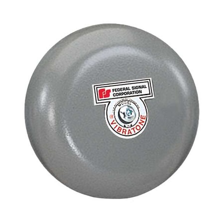 Federal Signal Gong Bell, Bell, Continuous, 102 dBA, Gray, Ceiling; Wall Mount A6