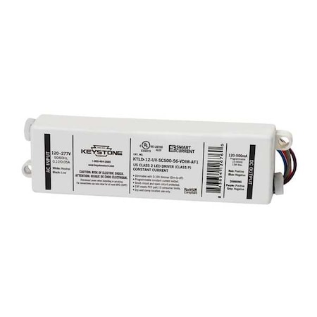 Keystone LED Driver, 0-10V, 4-7/8 in - L, 1PK KTLD-12-UV-SC500-56-VDIM-AF1-CP
