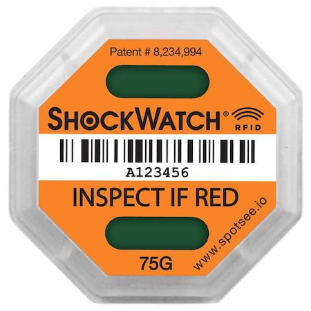 Shockwatch RFIDImpactTag, Orange, 75g-force, PK100 SWRFID-75G