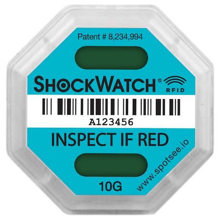 Shockwatch RFID Impact Tag, Blue, 10 g-force, PK100 SWRFID-10G