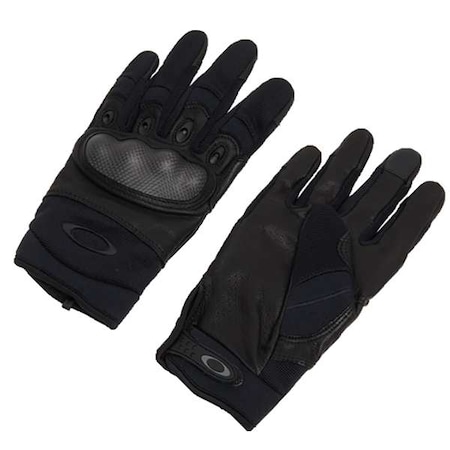 Oakley Tactical Gloves, Goatskin Leather Palm, Hook-and-Loop Cuff, Full Finger, Black, Size L FOS900167-001-L