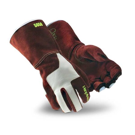 Hexarmor HeatArmor Leather Gloves, 140  Degrees C Max Temp., Extended Gauntlet Cuff Brown, L, 1 PR 5050-L (9)