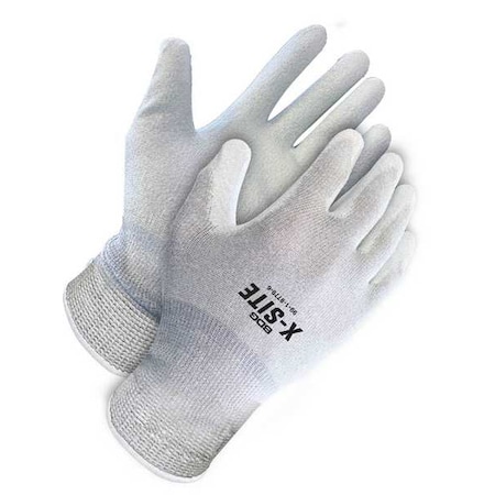 Bdg PU Coated Gloves, Nylon/Copper, Polyurethane, Textured, Palm, Not Rated Abrasion Level, Light Gray 99-1-9779-6-K