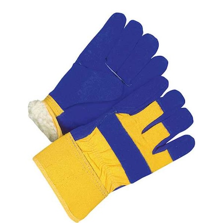 Bdg Leather Gloves, Cowhide, Safety Cuff, Wing Thumb, Full Finger, Blue, Ladies, 1 PR 30-9-428A