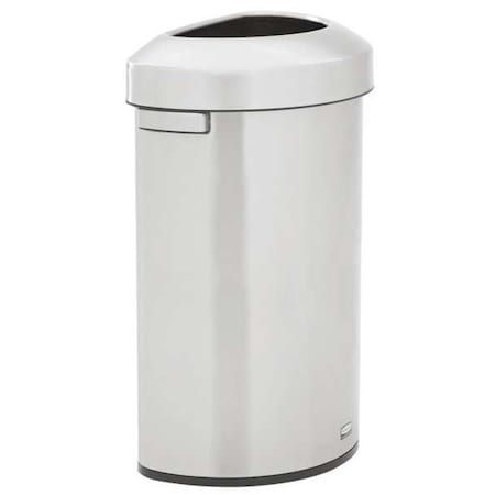 Rubbermaid Commercial Refine 21 gal Half-Round Indoor Metal Can, Silver, None, Stainless Steel, Not Applicable 2147582