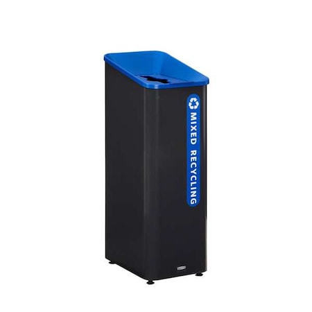 Rubbermaid Commercial 15 gal Square Recycling Can, Flat with Top Opening, Black, 1 Openings 2078994