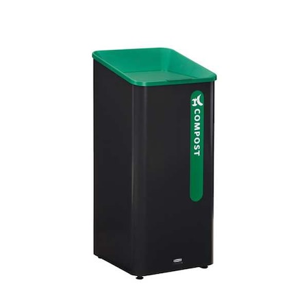 Rubbermaid Commercial 23 gal Square Recycling Can, Flat with Top Opening, Black, 1 Openings 2078992