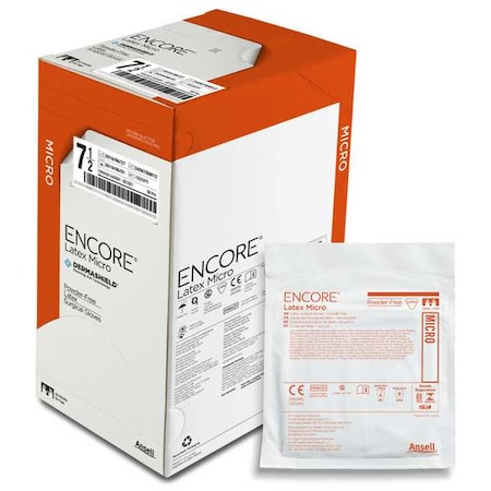 Ansell Encore, Disposable Gloves, 2.8 mil Palm, Latex, Powder-Free, 7, 50 PK, Brown 330104