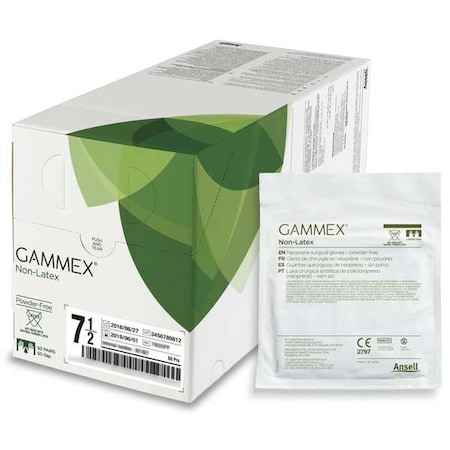 Ansell Gammex(R), Disposable Gloves, Not Applicable Palm, Neoprene, Powder-Free, S ( 7 ), 50 PK, Green 340006