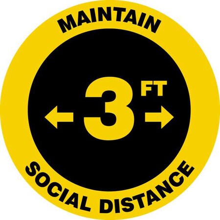 Zoro Select COVID 19 Social Distancing Floor Sign, 12 in H, 12 in W, Vinyl, English, 61KJ32 61KJ32