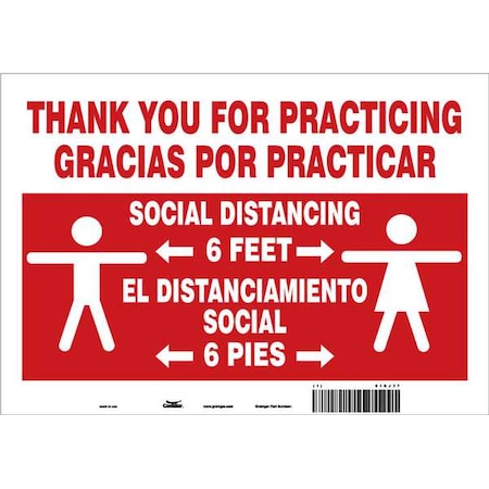 Condor COVID 19 Distancing Sign, 10", Vynil, 61KJ37 61KJ37