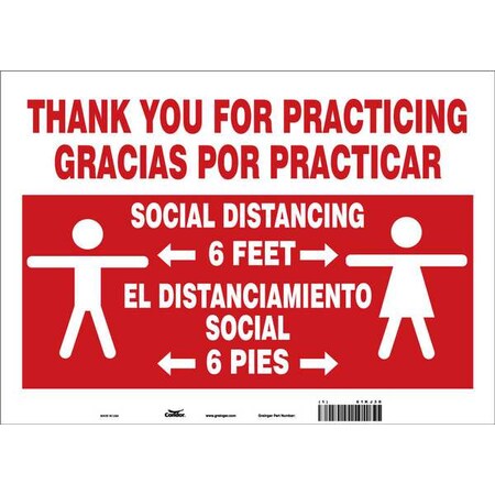 Condor COVID 19 Distancing Sign, 14", Vynil, 61KJ38 61KJ38